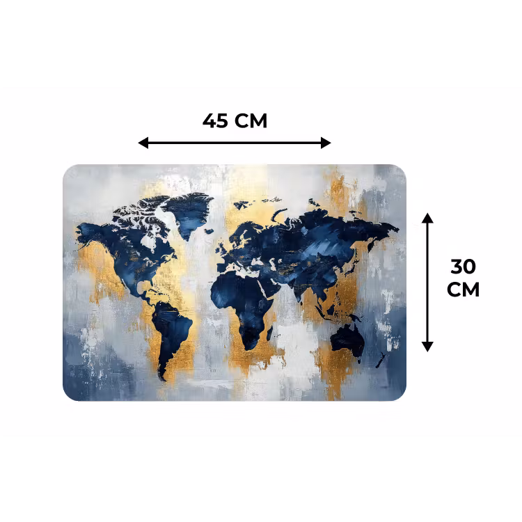 Placemat - 6 stuks - Wereldkaart - Blauw - Abstract — 3