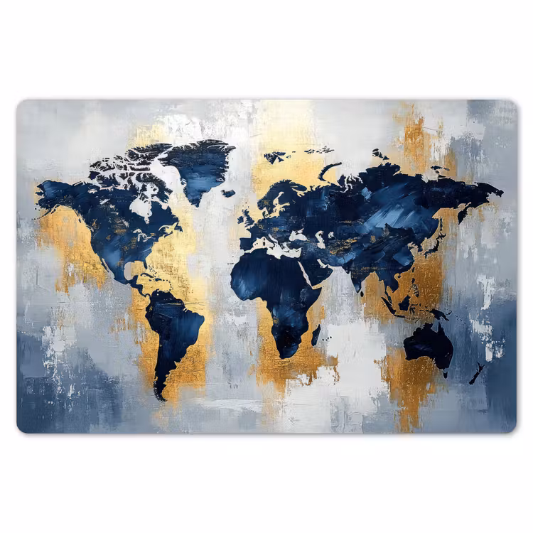 Placemat - 6 stuks - Wereldkaart - Blauw - Abstract — 7
