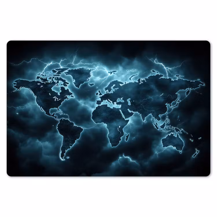 Placemat - 6 stuks - Wereldkaart - Bliksem - Blauw — 7