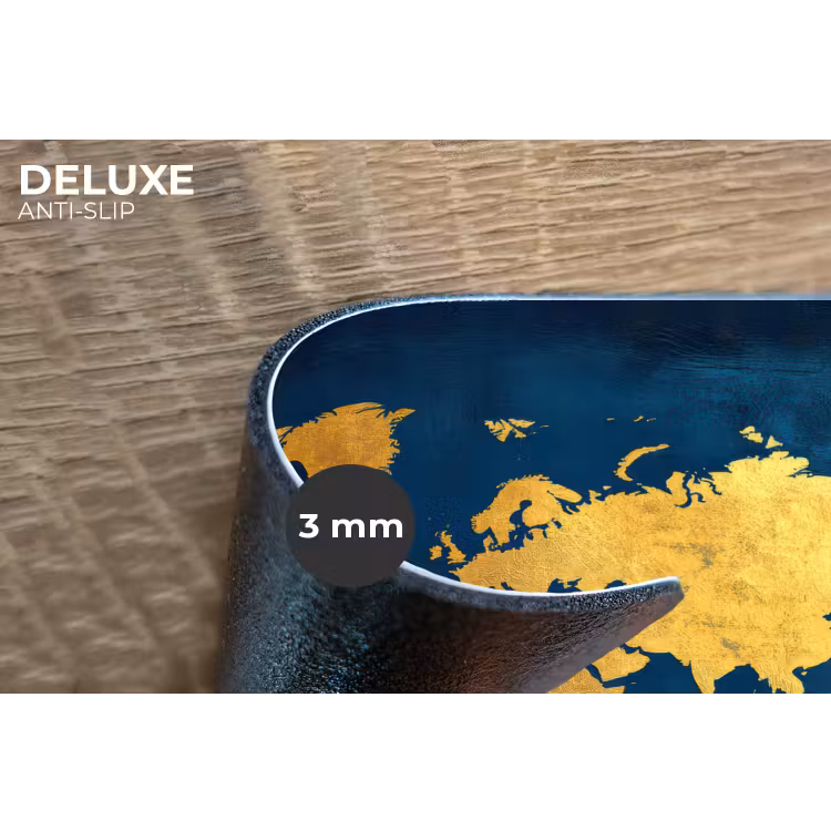 Placemat - 6 stuks - Wereldkaart - Goud - Donkerblauw — 4