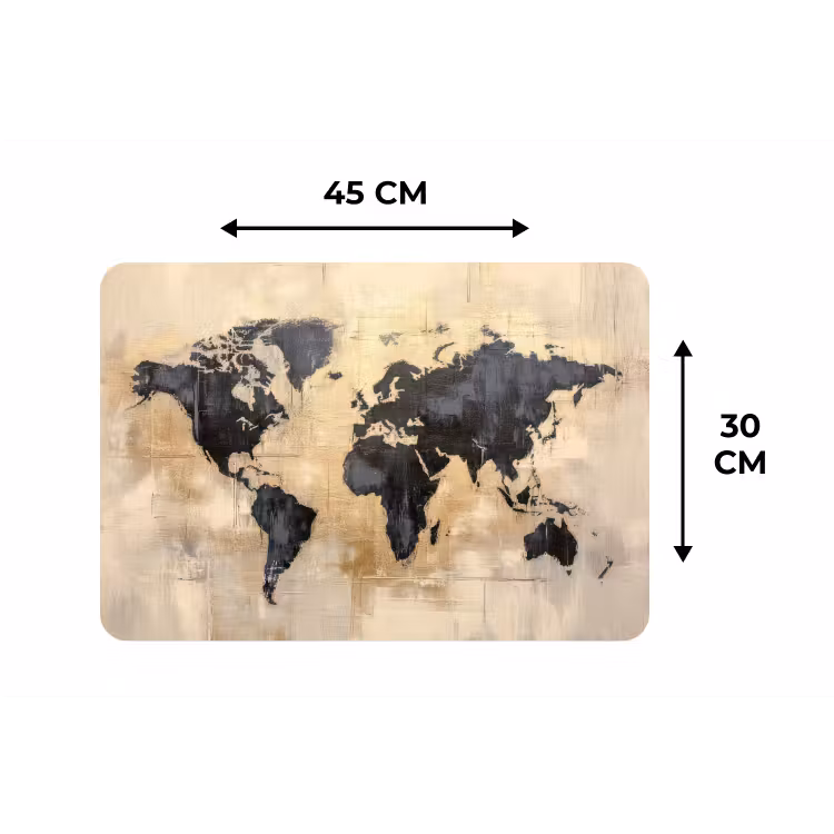 Placemat - 6 stuks - Wereldkaart - Goud - Zwart - Abstract — 3