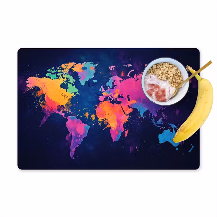 Placemat - 6 stuks - Wereldkaart - Kleurrijk - Graffiti — 1