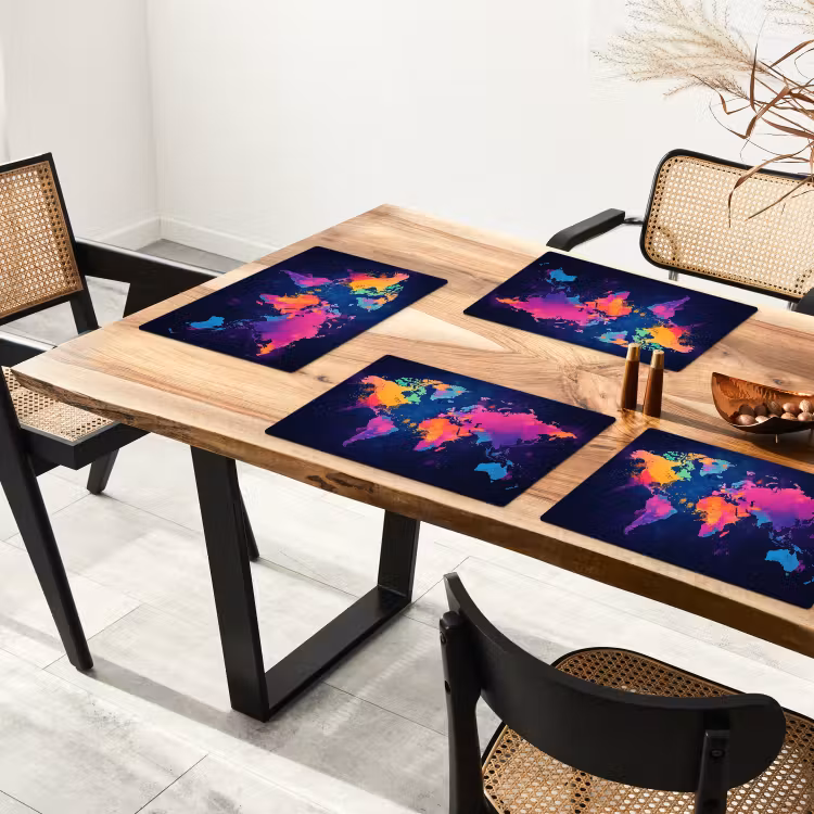 Placemat - 6 stuks - Wereldkaart - Kleurrijk - Graffiti — 5