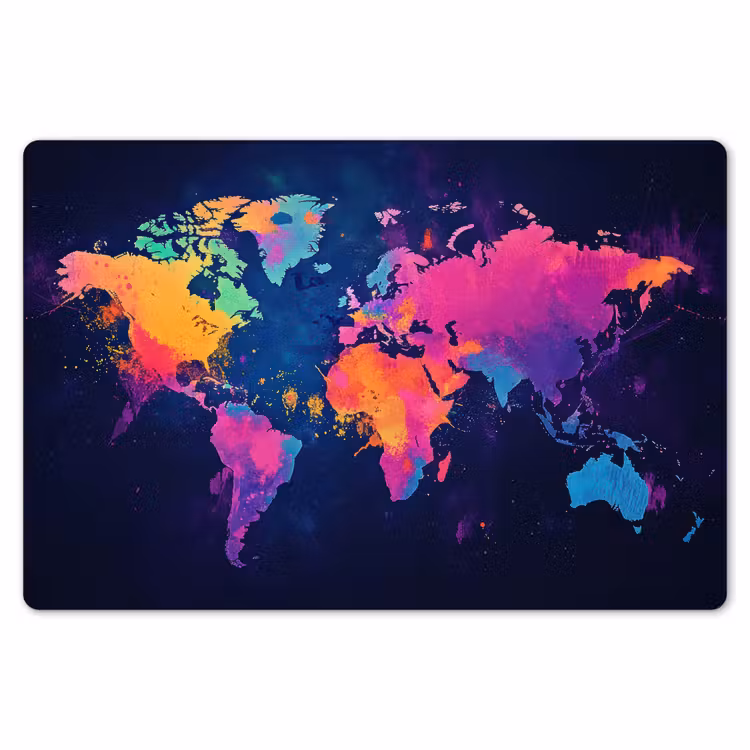 Placemat - 6 stuks - Wereldkaart - Kleurrijk - Graffiti — 7