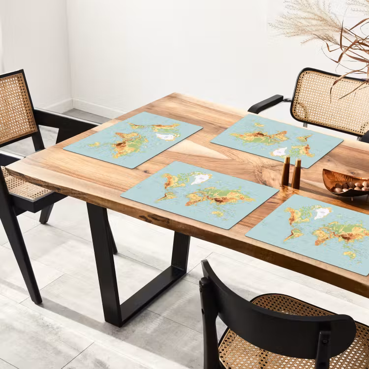 Placemat - 6 stuks - Wereldkaart - Realistisch - Blauw — 5