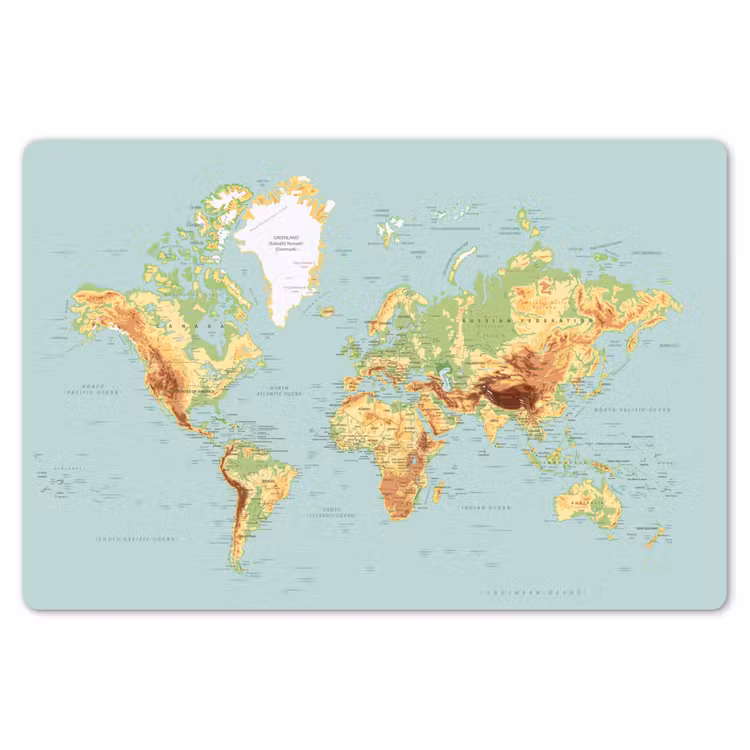 Placemat - 6 stuks - Wereldkaart - Realistisch - Blauw — 7
