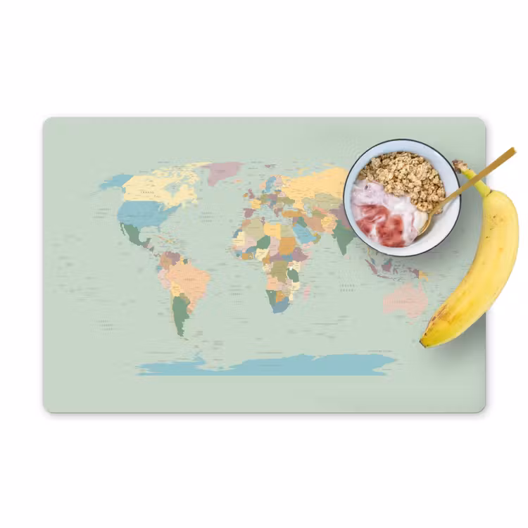 Placemat - 6 stuks - Wereldkaart - Realistisch - Kaart — 1