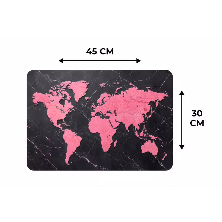 Placemat - 6 stuks - Wereldkaart - Roze - Marmer — 3