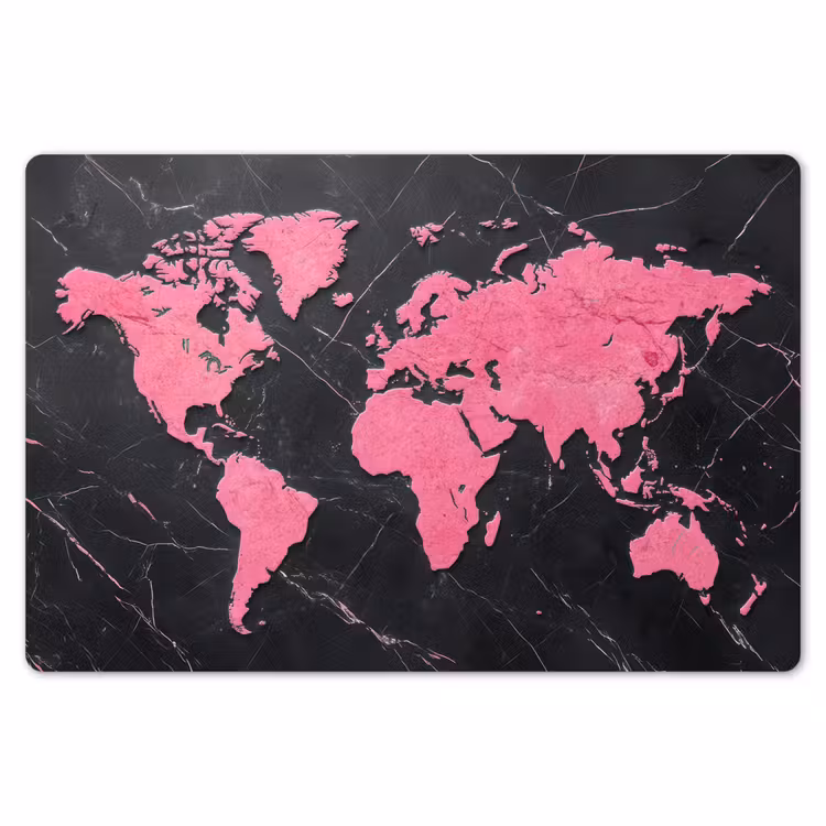 Placemat - 6 stuks - Wereldkaart - Roze - Marmer — 7