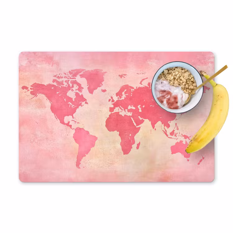 Placemat - 6 stuks - Wereldkaart - Roze - Vaag — 1