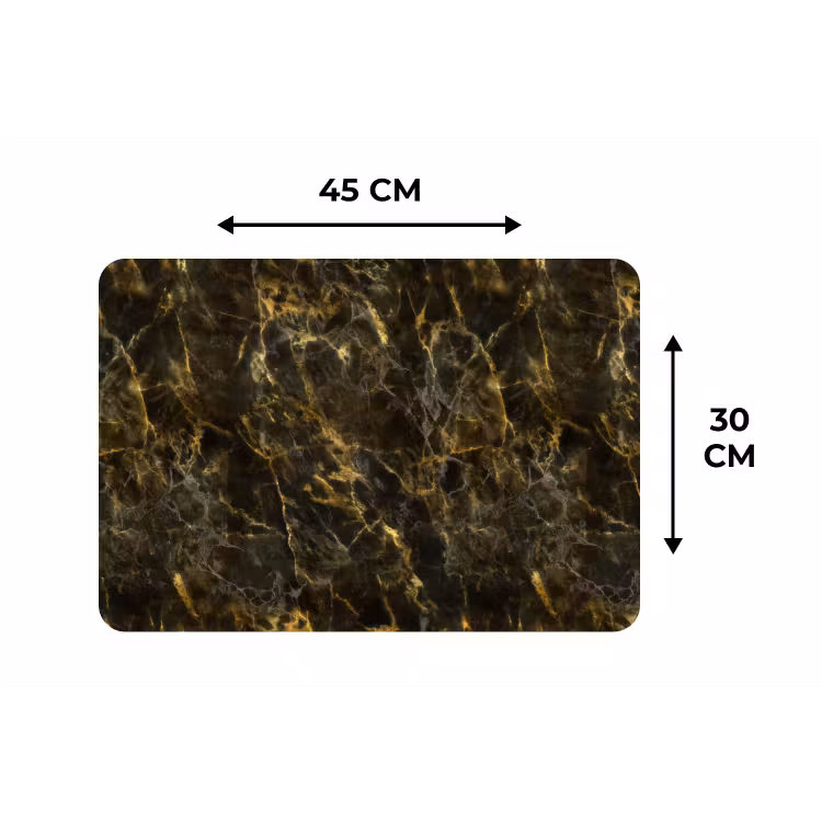 Placemat - 6 stuks - Zwart - Marmer - Goud — 3
