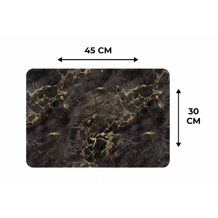 Placemat - 6 stuks - Zwart - Marmer - Goud - Nerf — 3