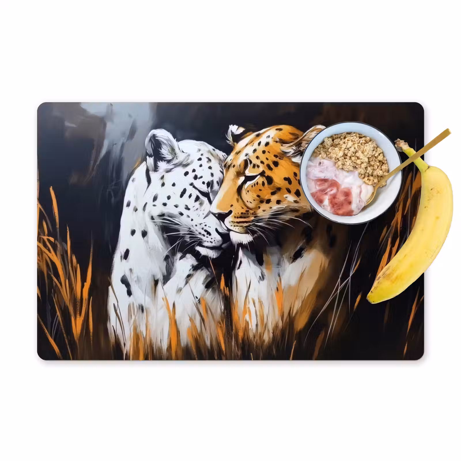 Placemat - 6 stuks - Luipaard - Oranje - Wit - Gras — 1