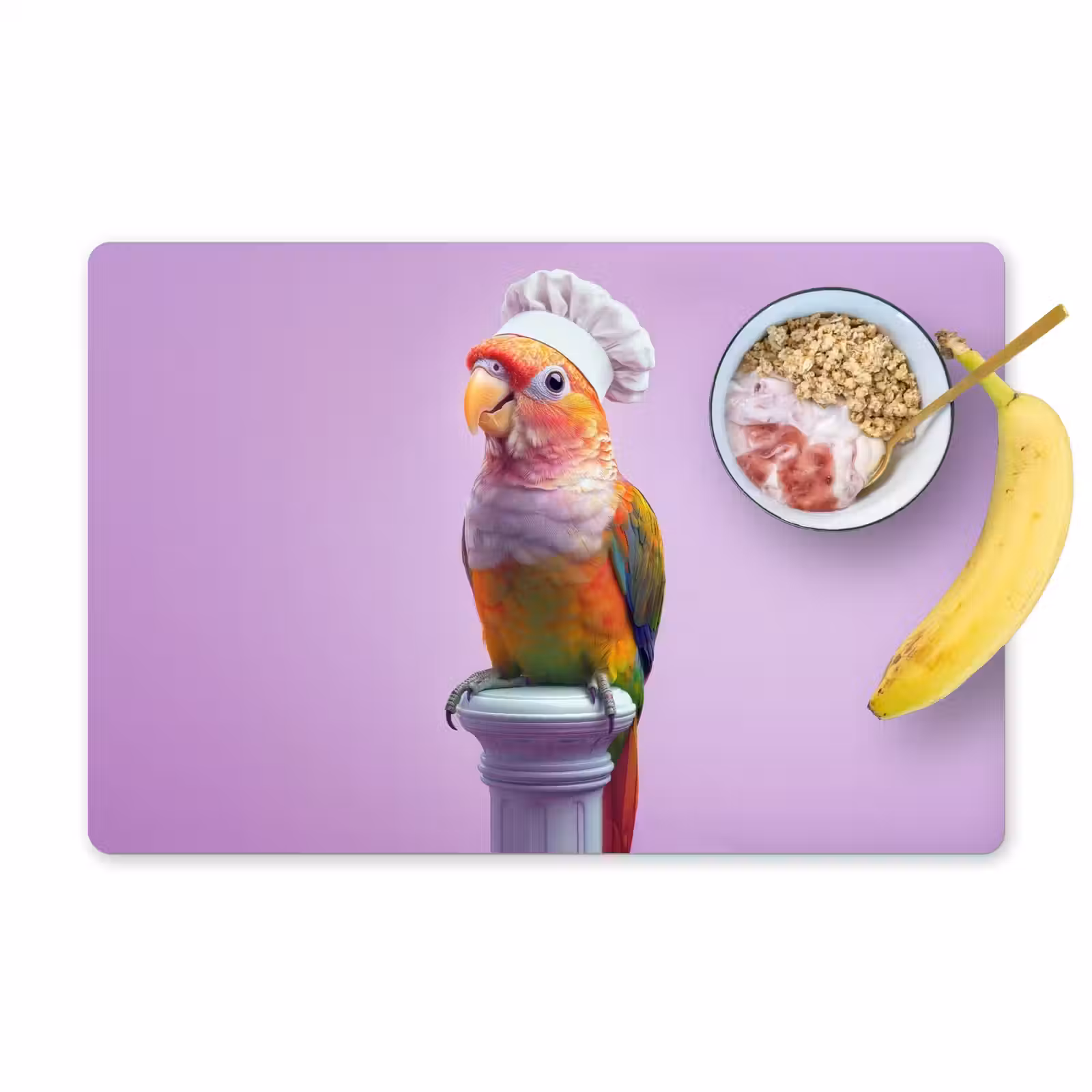 Placemat - 6 stuks - Papegaai - Koksmuts - Pilaar - Vogel — 1