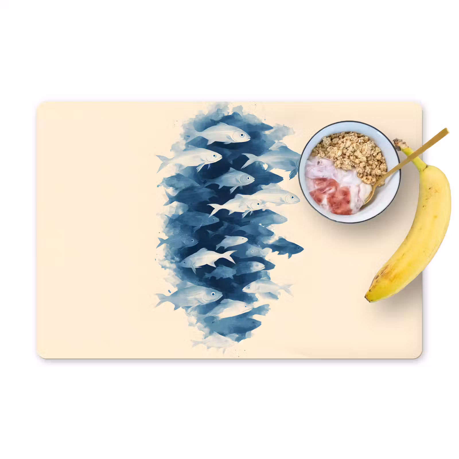 Placemat - 6 stuks - Vissen - Minimalistisch - Blauw — 1