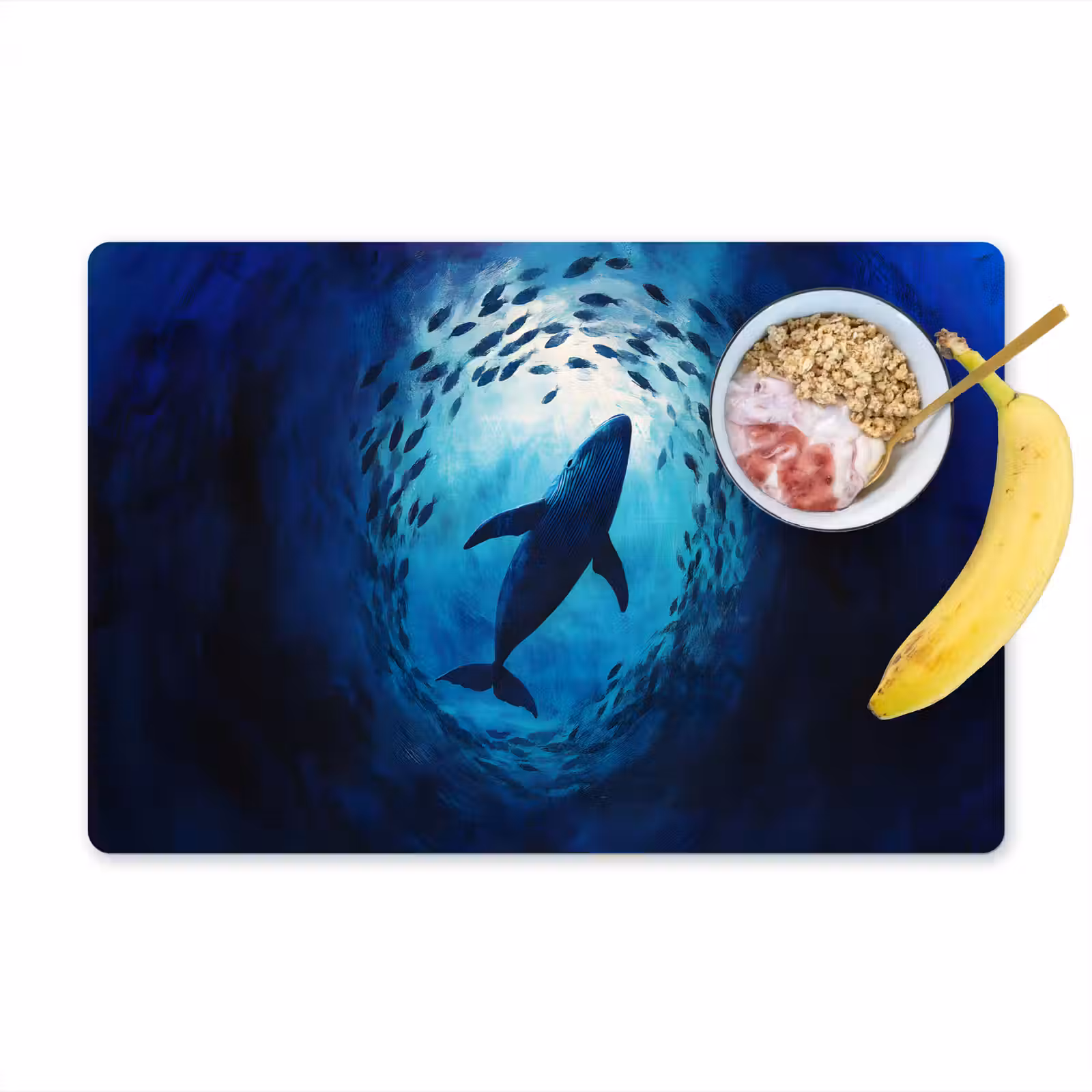 Placemat - 6 stuks - Walvis - Vissen - Donkerblauw — 1