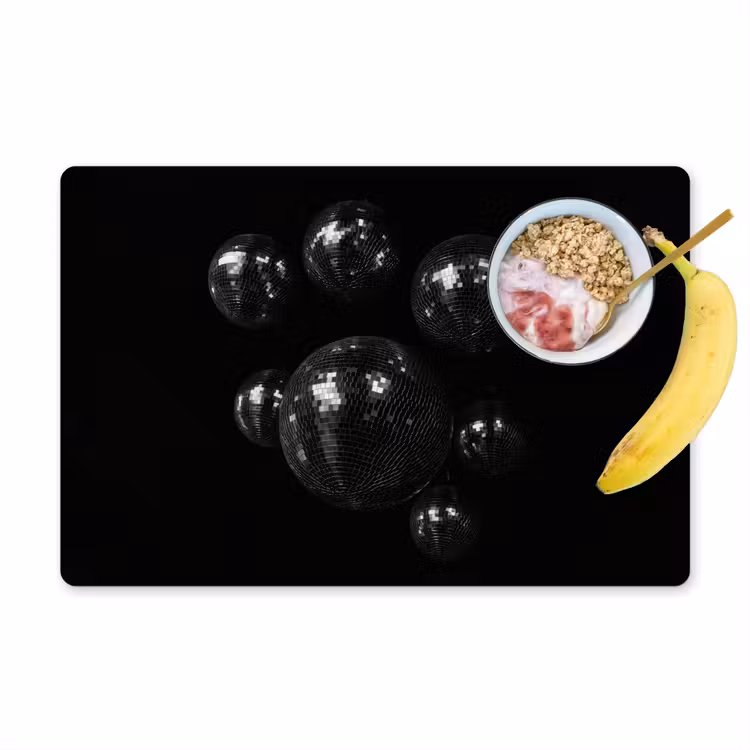 Placemat - 6 stuks - Discoballen - Minimalistisch - Zwart — 1