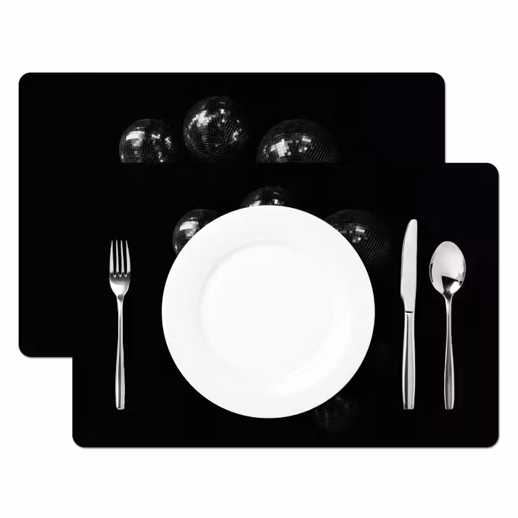 Placemat - 6 stuks - Discoballen - Minimalistisch - Zwart — 2