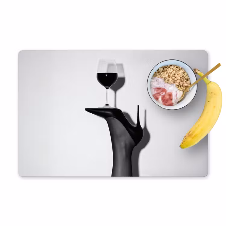 Placemat - 6 stuks - Hak - Wijn - Minimalistisch - Zwart — 1