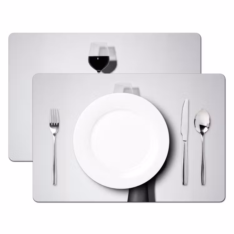 Placemat - 6 stuks - Hak - Wijn - Minimalistisch - Zwart — 2