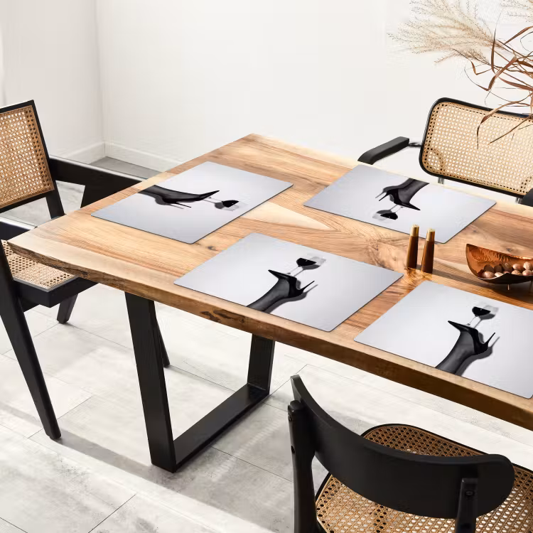 Placemat - 6 stuks - Hak - Wijn - Minimalistisch - Zwart — 5