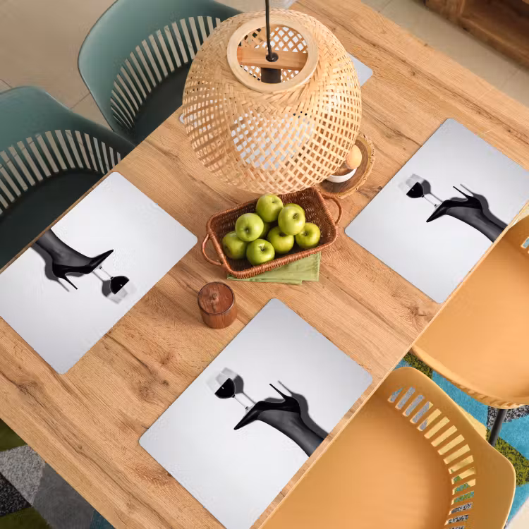 Placemat - 6 stuks - Hak - Wijn - Minimalistisch - Zwart — 6
