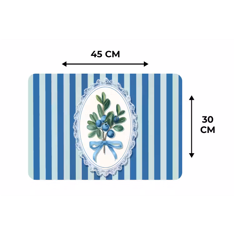 Placemat - 6 stuks - Illustratie - Bessen - Blauw - Strepen — 3
