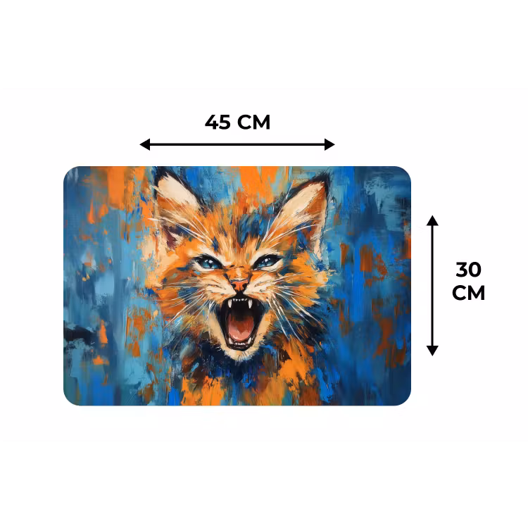 Placemat - 6 stuks - Kat - Kleurrijk - Oranje - Blauw — 3