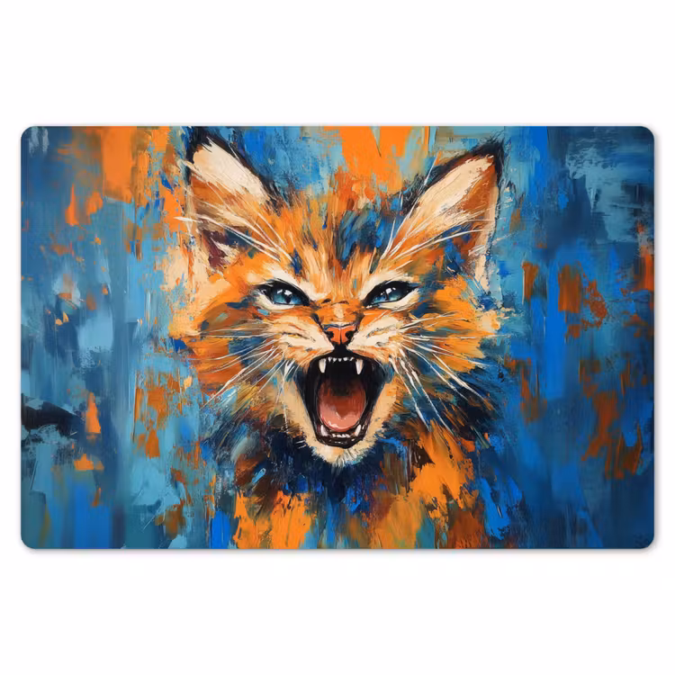 Placemat - 6 stuks - Kat - Kleurrijk - Oranje - Blauw — 7