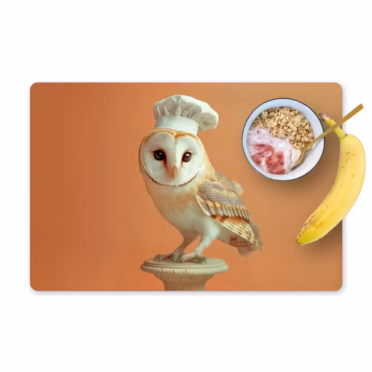 Placemat - 6 stuks - Kerkuil - Koksmuts - Oranje - Vogel — 1