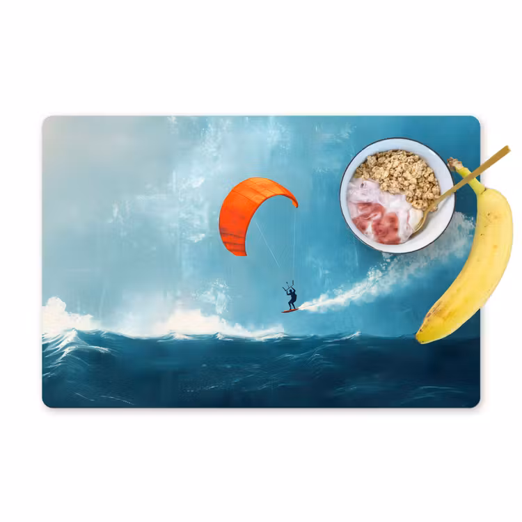 Placemat - 6 stuks - Kitesurfer - Oranje - Zee - Lucht — 1