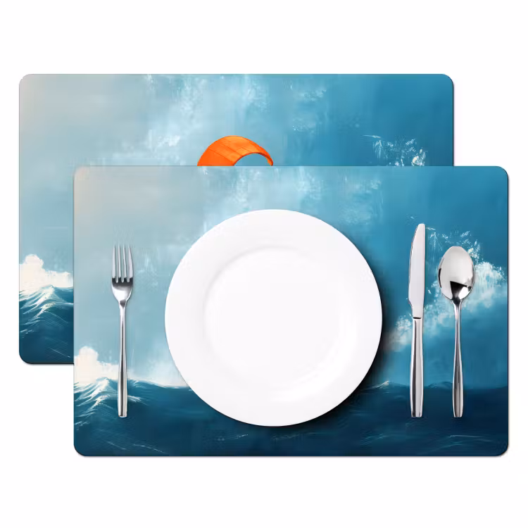 Placemat - 6 stuks - Kitesurfer - Oranje - Zee - Lucht — 2