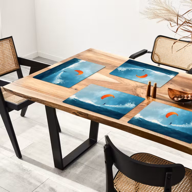 Placemat - 6 stuks - Kitesurfer - Oranje - Zee - Lucht — 5