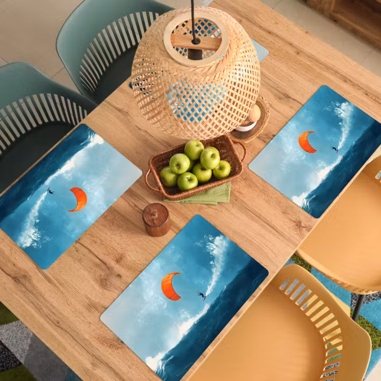 Placemat - 6 stuks - Kitesurfer - Oranje - Zee - Lucht — 6
