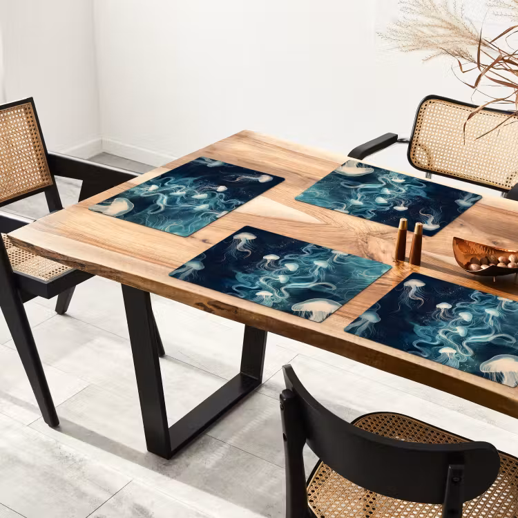 Placemat - 6 stuks - Kwallen - Zee - Wit - Golven — 5