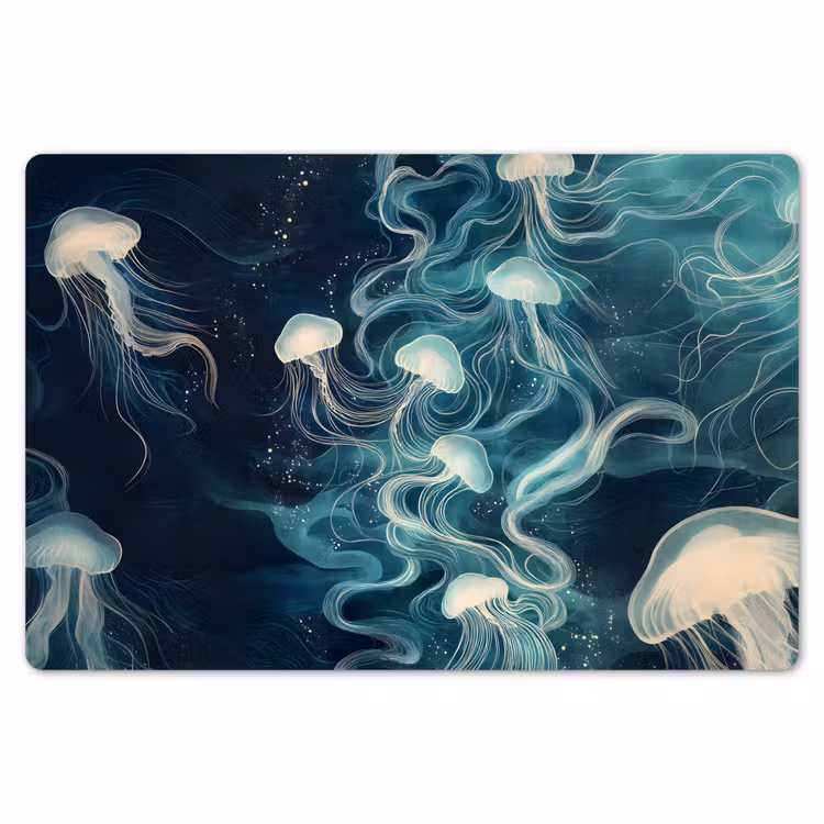 Placemat - 6 stuks - Kwallen - Zee - Wit - Golven — 7