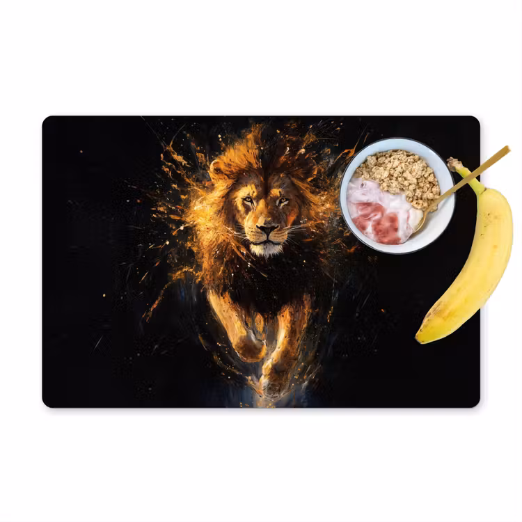 Placemat - 6 stuks - Leeuw - Zwart - Oranje - Verf — 1
