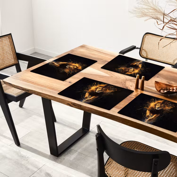 Placemat - 6 stuks - Leeuw - Zwart - Oranje - Verf — 5