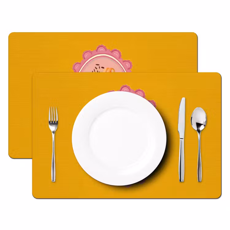 Placemat - 6 stuks - Lelie - Oranje - Lijst - Ovaal — 2