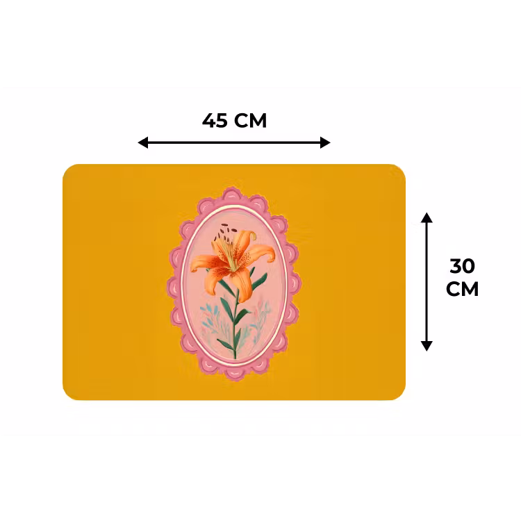 Placemat - 6 stuks - Lelie - Oranje - Lijst - Ovaal — 3
