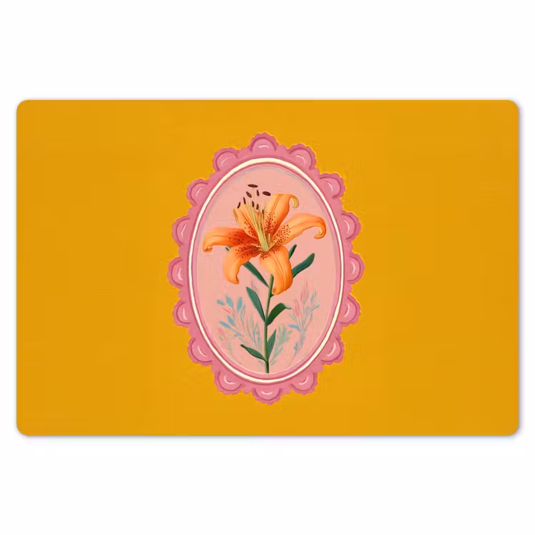 Placemat - 6 stuks - Lelie - Oranje - Lijst - Ovaal — 7