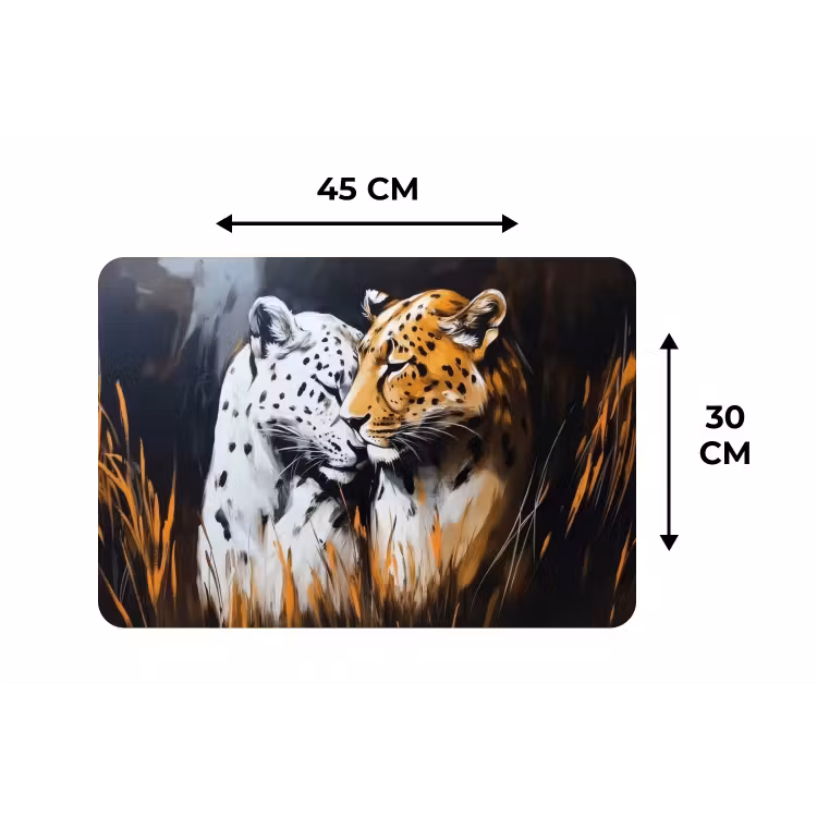 Placemat - 6 stuks - Luipaard - Oranje - Wit - Gras — 3