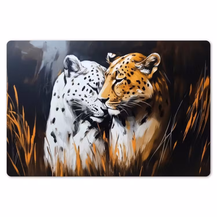 Placemat - 6 stuks - Luipaard - Oranje - Wit - Gras — 7