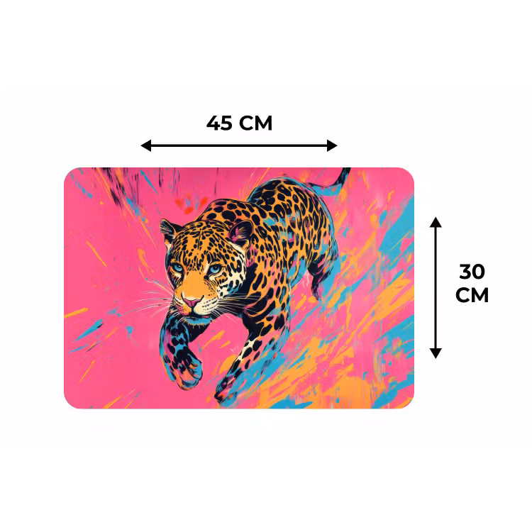 Placemat - 6 stuks - Luipaard - Roze - Oranje - Blauw - Verf — 3