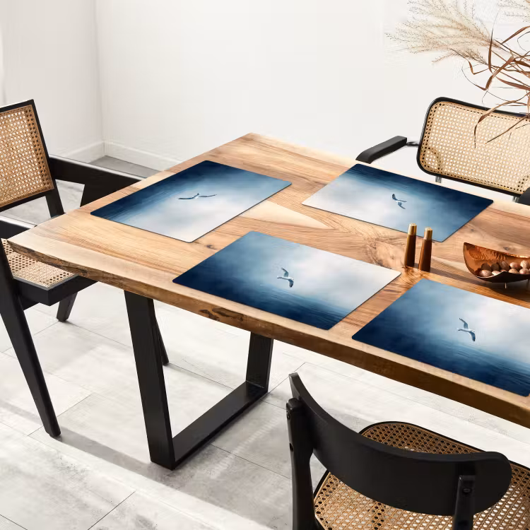 Placemat - 6 stuks - Meeuw - Wit - Zee - Mistig — 5