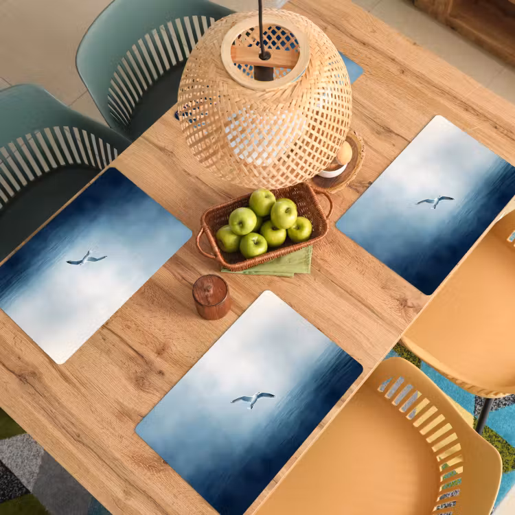 Placemat - 6 stuks - Meeuw - Wit - Zee - Mistig — 6