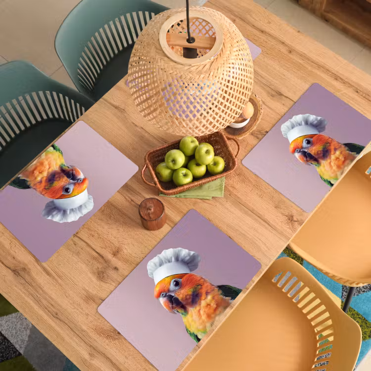 Placemat - 6 stuks - Papegaai - Koksmuts - Nieuwsgierig - Vogel — 6