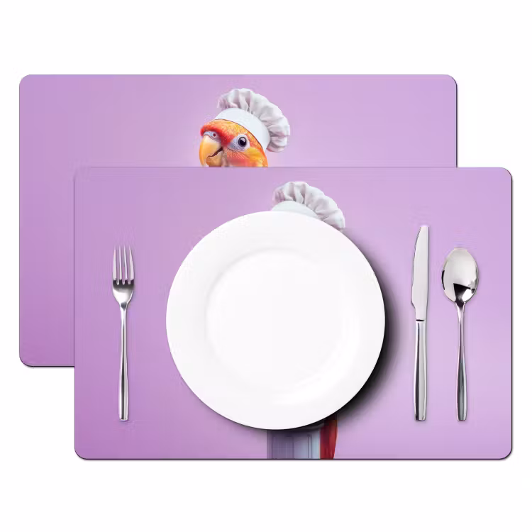 Placemat - 6 stuks - Papegaai - Koksmuts - Pilaar - Vogel — 2