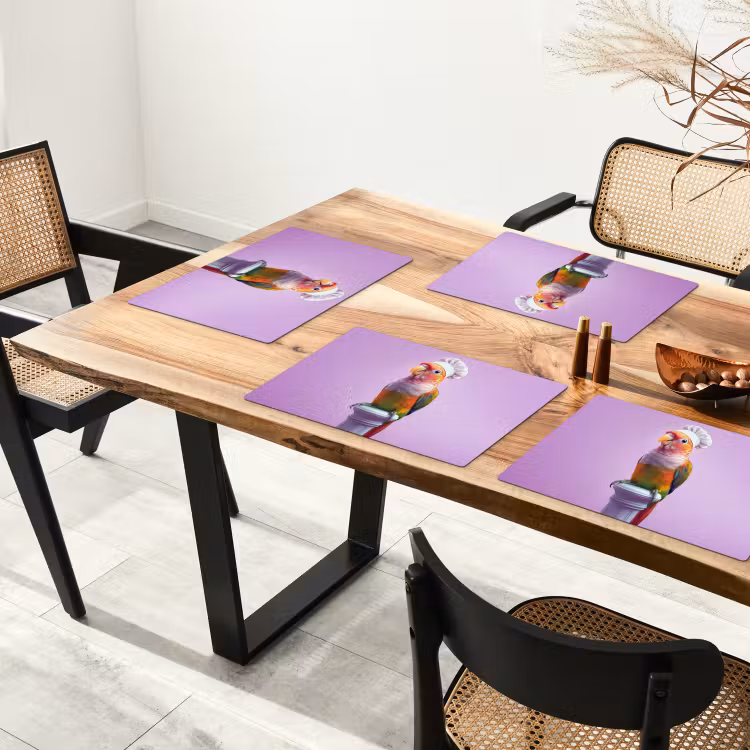 Placemat - 6 stuks - Papegaai - Koksmuts - Pilaar - Vogel — 5