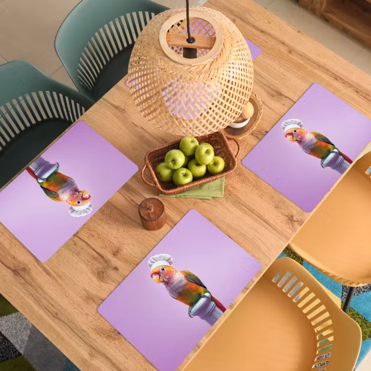 Placemat - 6 stuks - Papegaai - Koksmuts - Pilaar - Vogel — 6